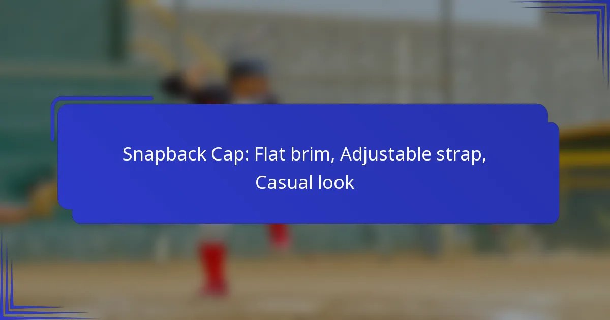 Snapback Pet: Platte rand, Verstelbare band, Casual uitstraling