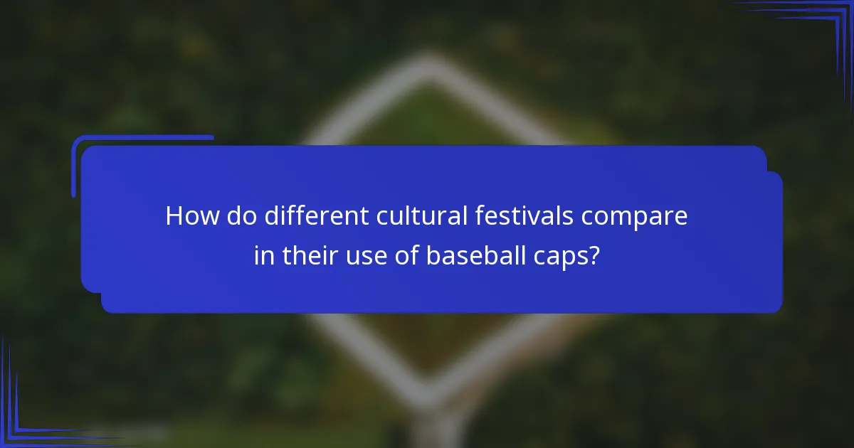 Hoe vergelijken verschillende culturele festivals zich in het gebruik van baseballcaps?